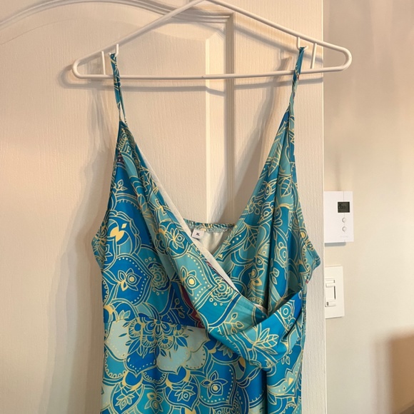 Blue and yellow midi beach dress - Picture 2 of 4